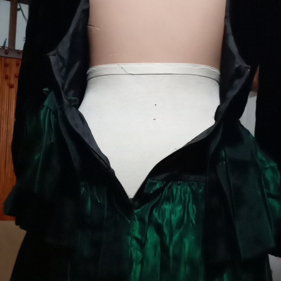 Roberta of California vintage velvet + satin ruffled " open back "evening Dress - Picture 13 of 14